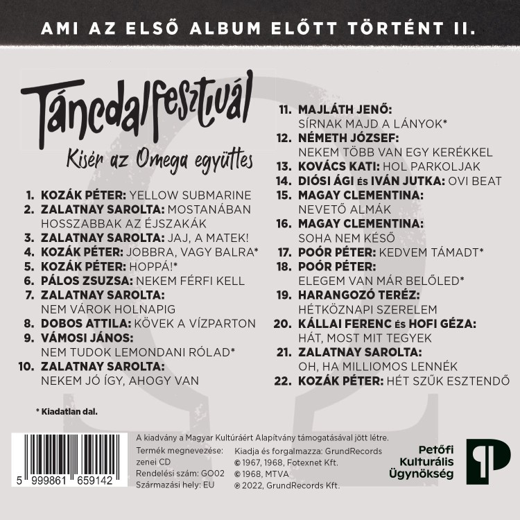 Táncdalfesztivál  - A fellépőket kíséri az Omega együttes (CD)